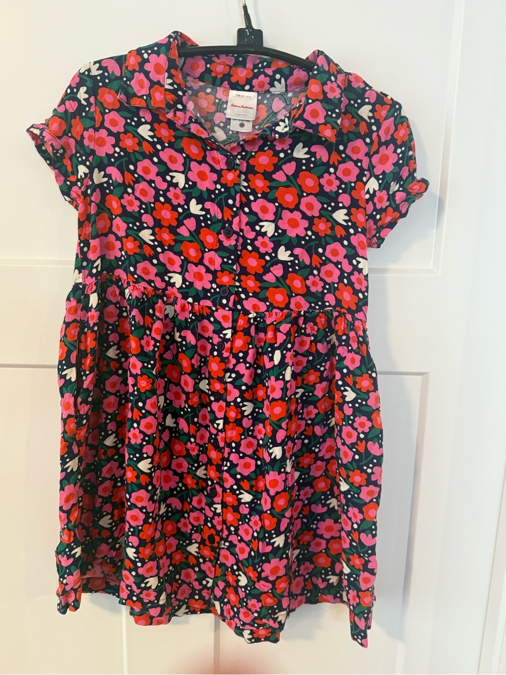 Hanna Anderssson girls  Floral Button-Front Dress in Pink & Red like new size 8